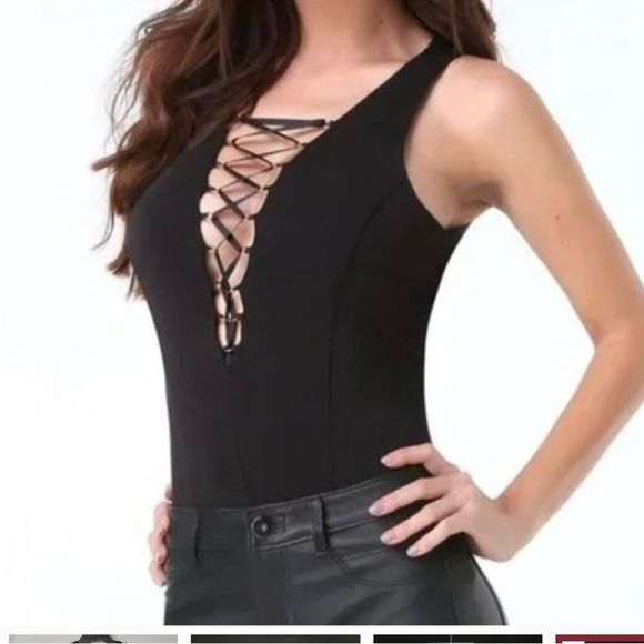 bebe Other - Bebe Black Lace Up Bodysuit Size S/P